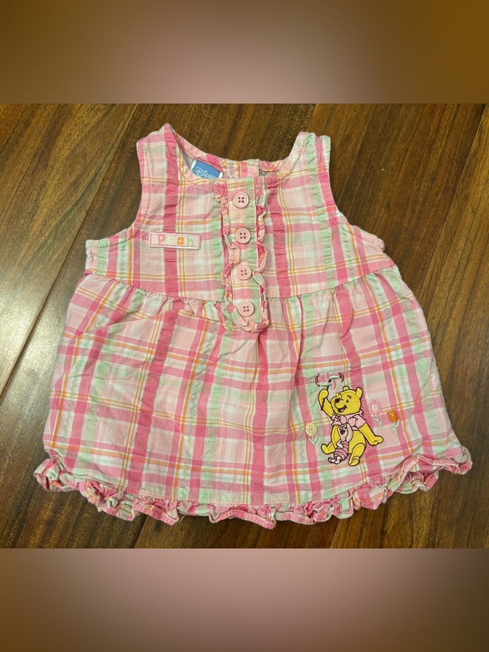 Disney Winnie the Pooh y2k pink plaid embroidered PoohPiglet Sleeveless tank top